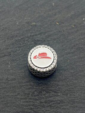Pandora Calgary Red Cowboy Hat Travel Bead Charm Enamel Sterling Silver Jewelry